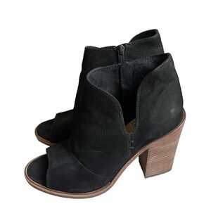 Vince Camuto Black Leather Peep Toe Booties